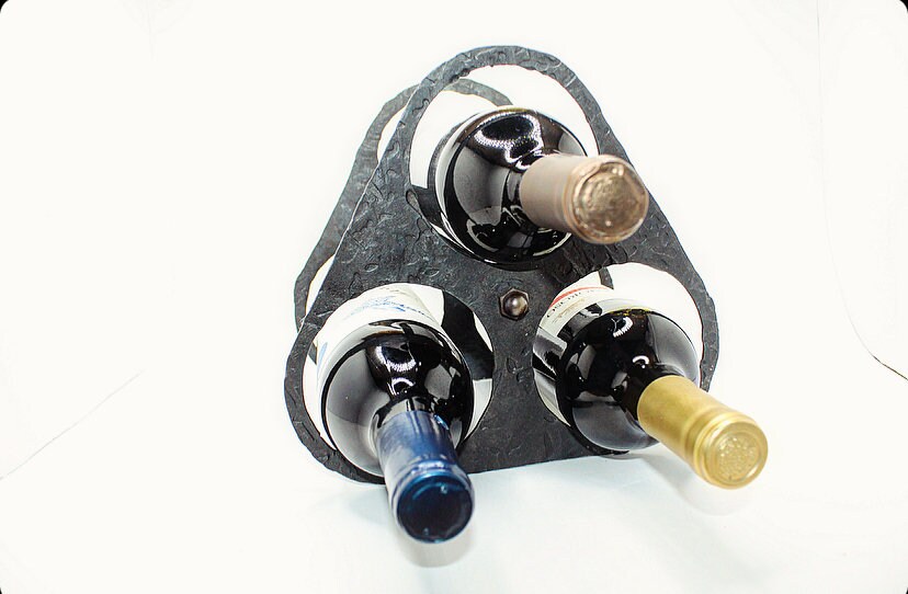 Forged steel wine bottle holder